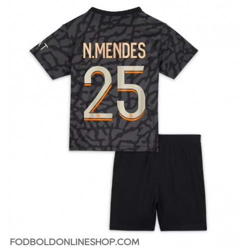 Paris Saint-Germain Nuno Mendes #25 Tredje trøje Børn 2023-24 Kortærmet (+ Korte bukser)